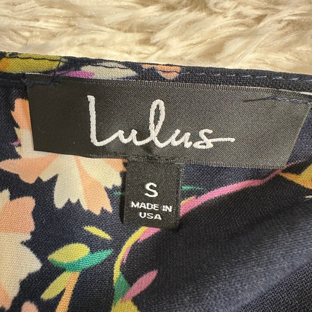 Lulus Herbaceous Babe Navy Floral Print Shift Dress Sz S NWT - Picture 4 of 9